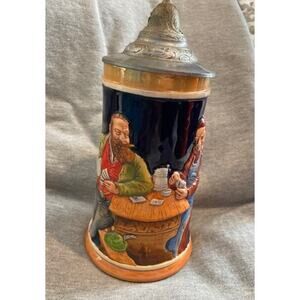 Vintage Reinhold Merkelbach Beer Stein Pewter Lid 8" Tall